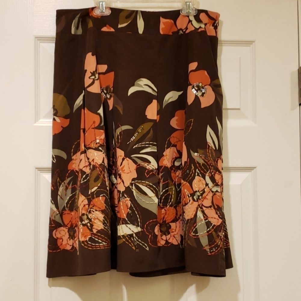 Talbots Brown floral print  Skirt